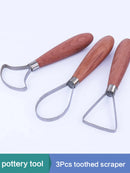 3-piece clay scraper set wooden handle
