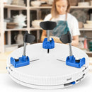 Pottery wheel holder clip for turntable stabilization