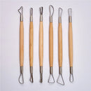 6-Piece Wooden Handle Sculpting Tools Set for Clay Carving